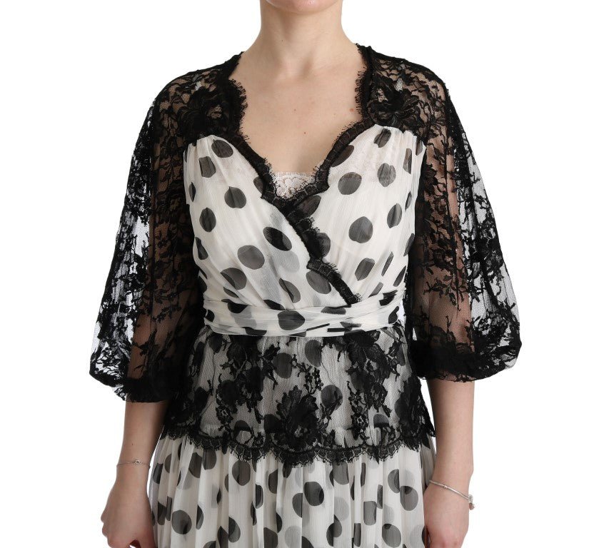 Black White Polka Dotted Floral Dress - coffeewithmee2Dolce & GabbanaP1893S