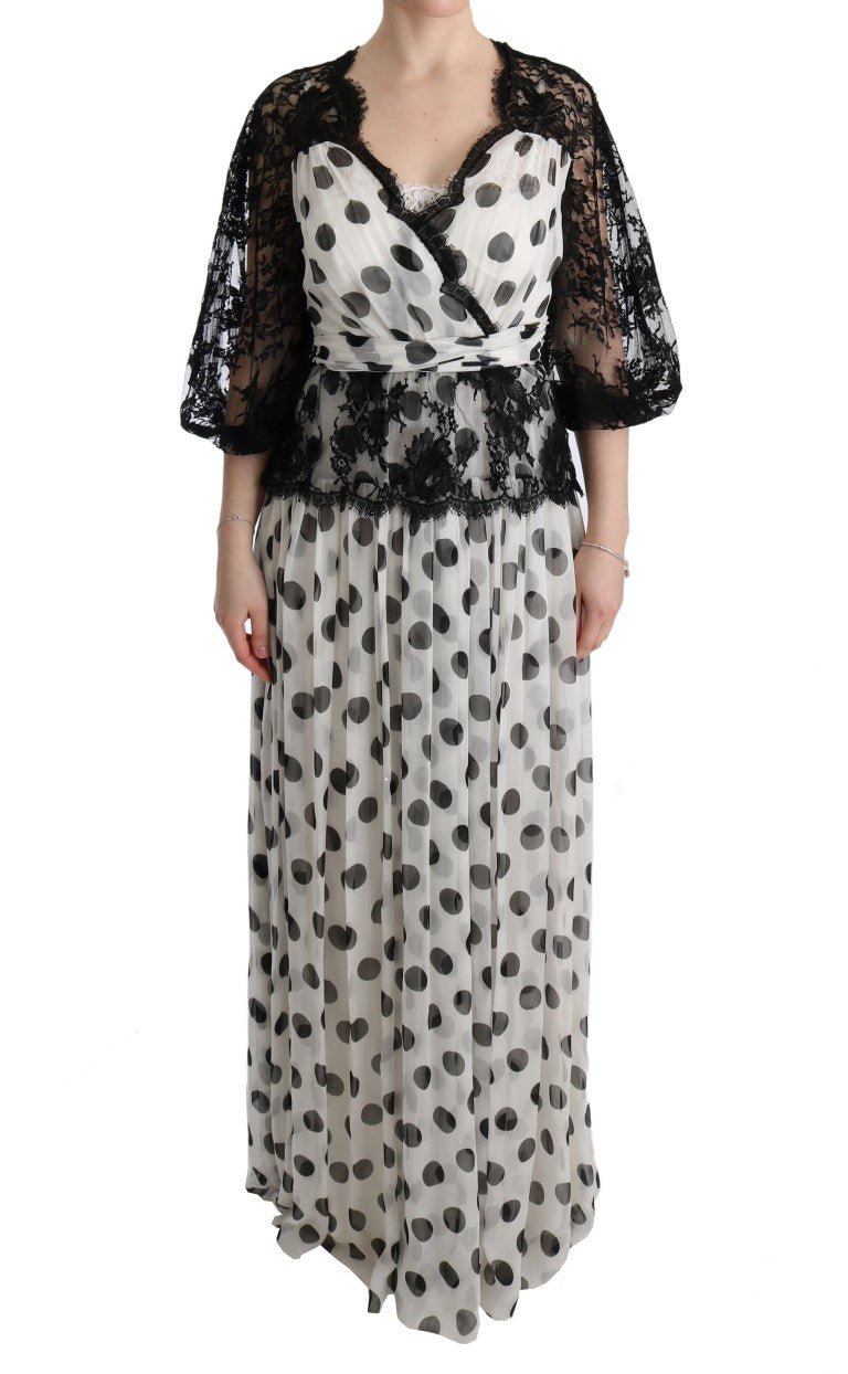 Black White Polka Dotted Floral Dress - coffeewithmee2Dolce & GabbanaP1893S