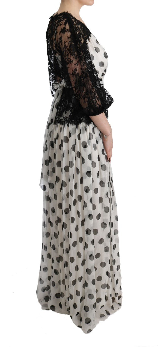 Black White Polka Dotted Floral Dress - coffeewithmee2Dolce & GabbanaP1893S