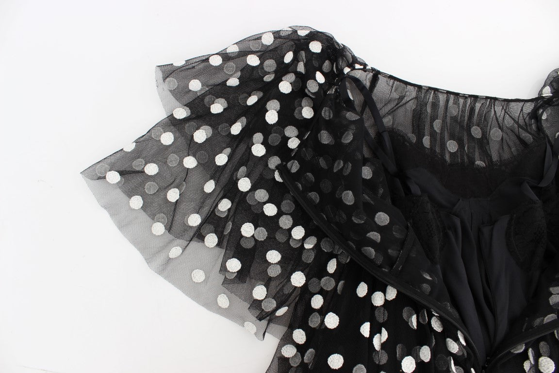 Black White Polka Dotted Ruffled Dress - coffeewithmee2Dolce & GabbanaP1033S