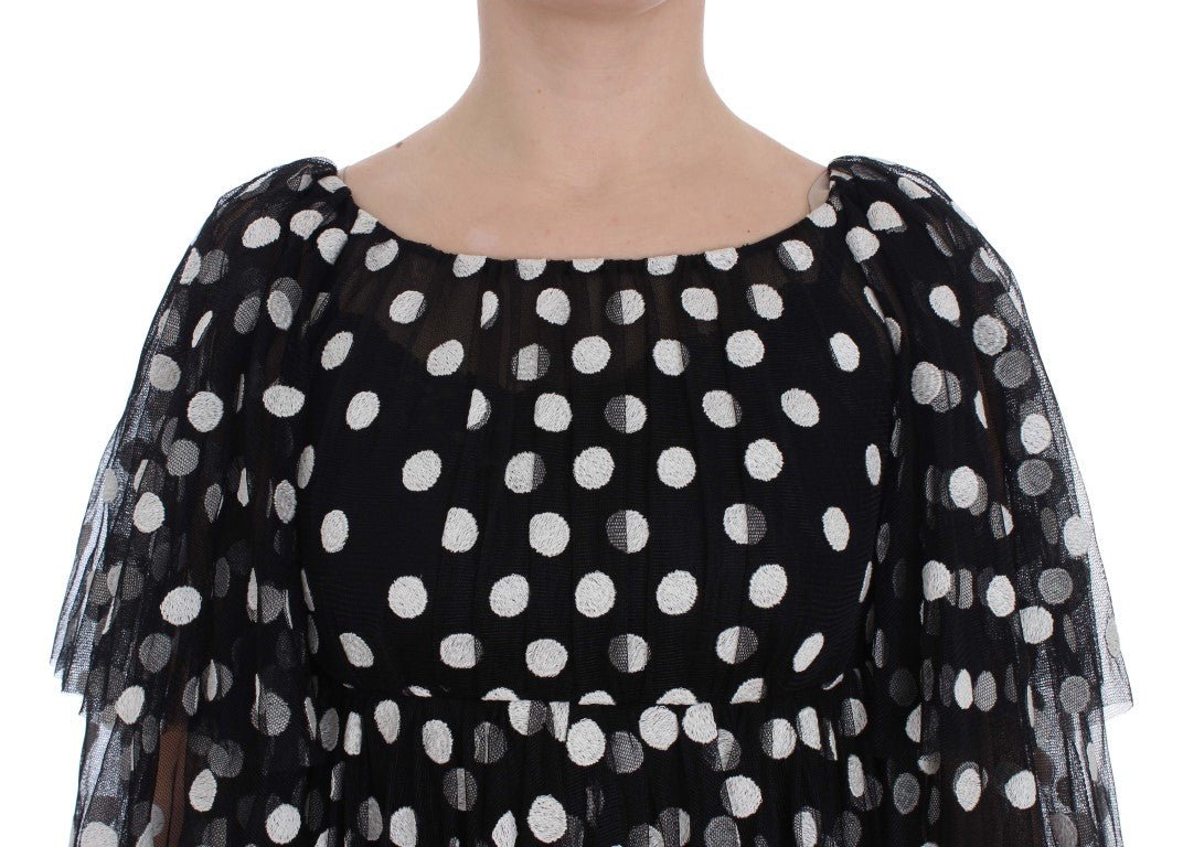 Black White Polka Dotted Ruffled Dress - coffeewithmee2Dolce & GabbanaP1033S