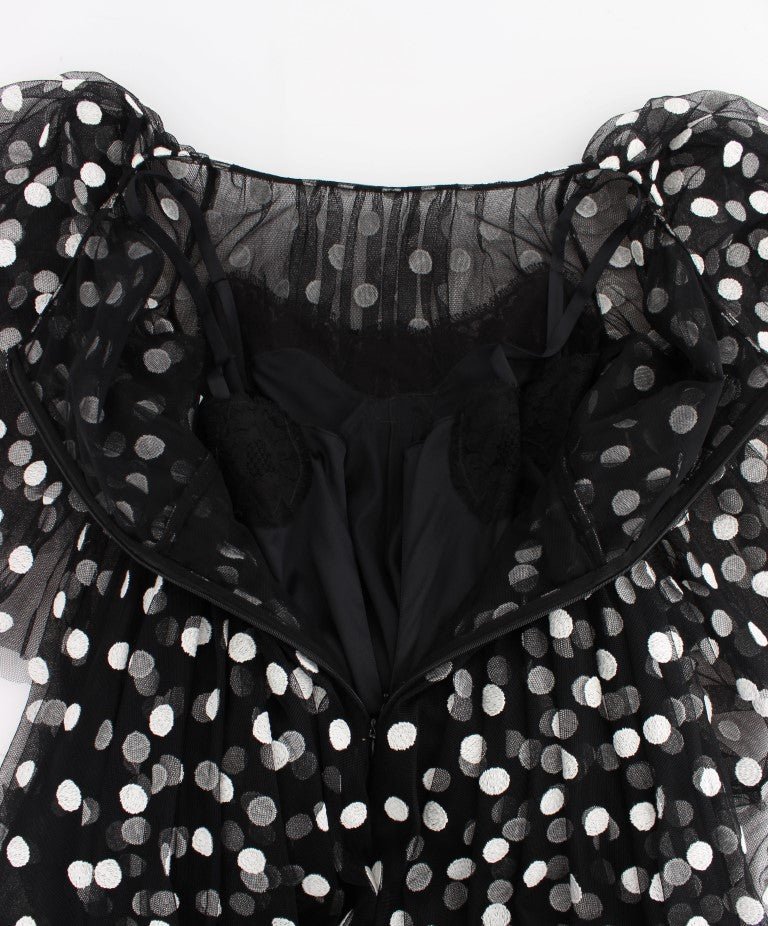 Black White Polka Dotted Ruffled Dress - coffeewithmee2Dolce & GabbanaP1033S