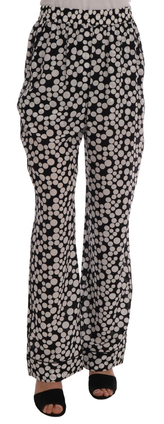 Black White Polka Dottes Silk Pants - coffeewithmee2Dolce & GabbanaP1297S