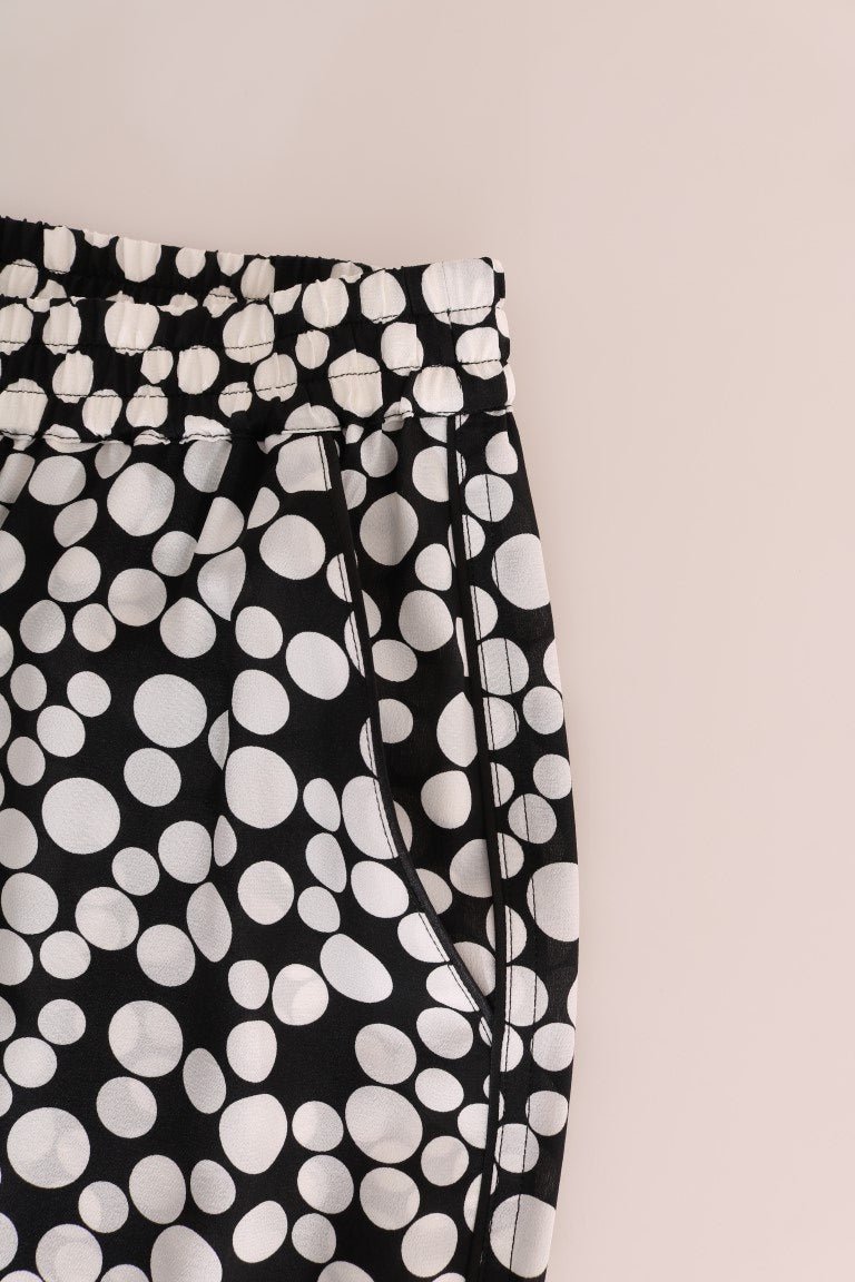 Black White Polka Dottes Silk Pants - coffeewithmee2Dolce & GabbanaP1297S