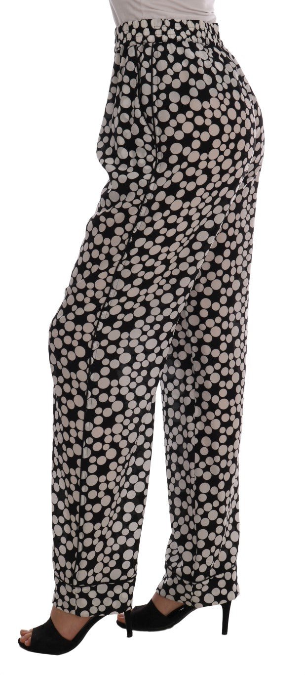 Black White Polka Dottes Silk Pants - coffeewithmee2Dolce & GabbanaP1297S