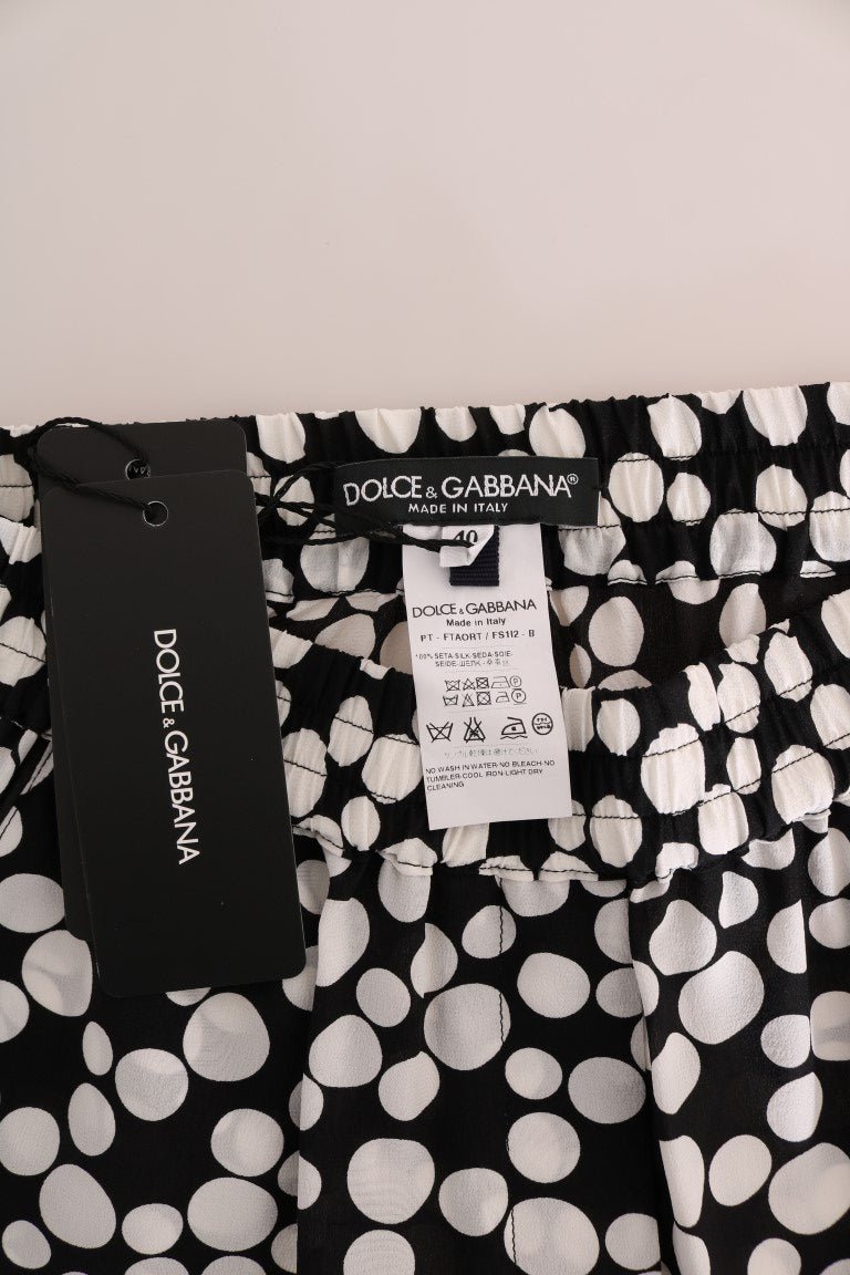 Black White Polka Dottes Silk Pants - coffeewithmee2Dolce & GabbanaP1297S