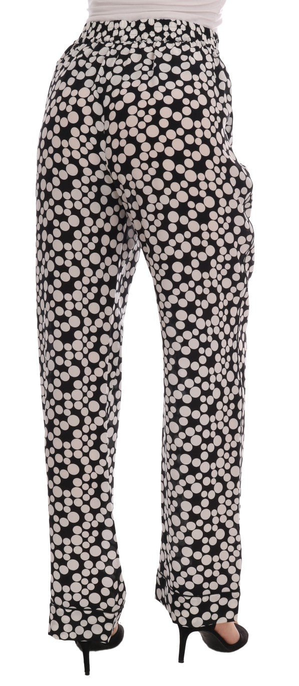 Black White Polka Dottes Silk Pants - coffeewithmee2Dolce & GabbanaP1297S