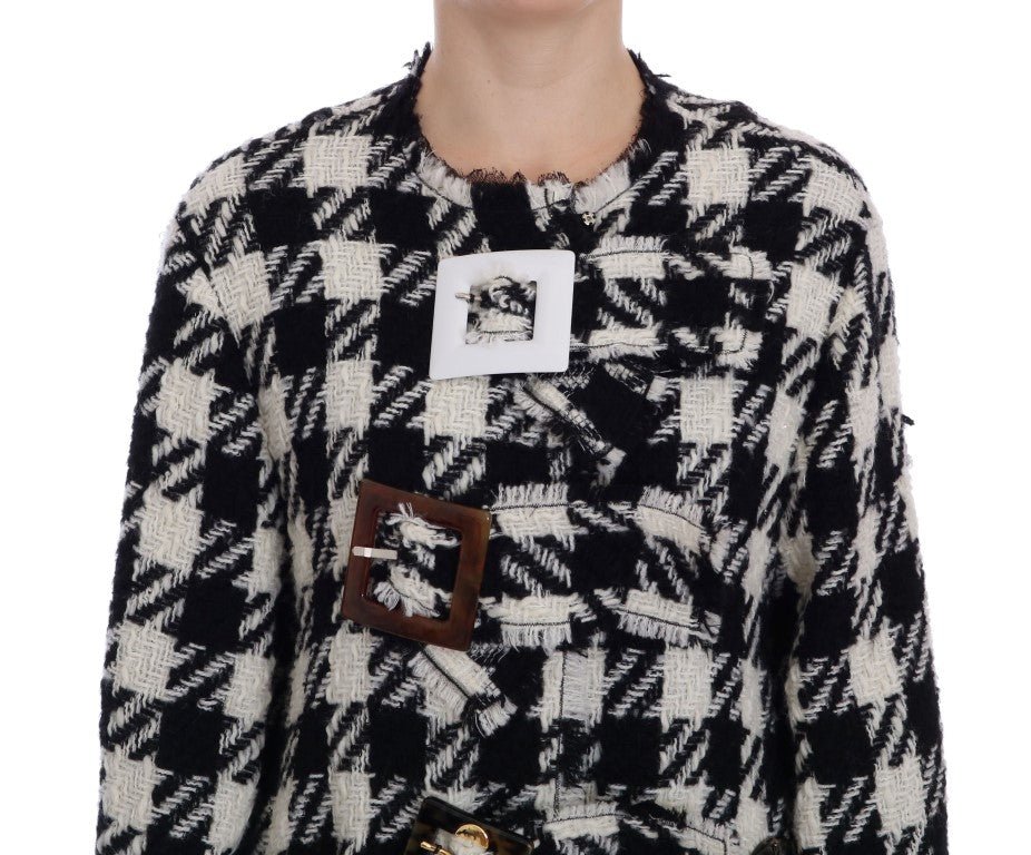 Black White Wool Knitted Crystal Jacket - coffeewithmee2Dolce & GabbanaP1992S