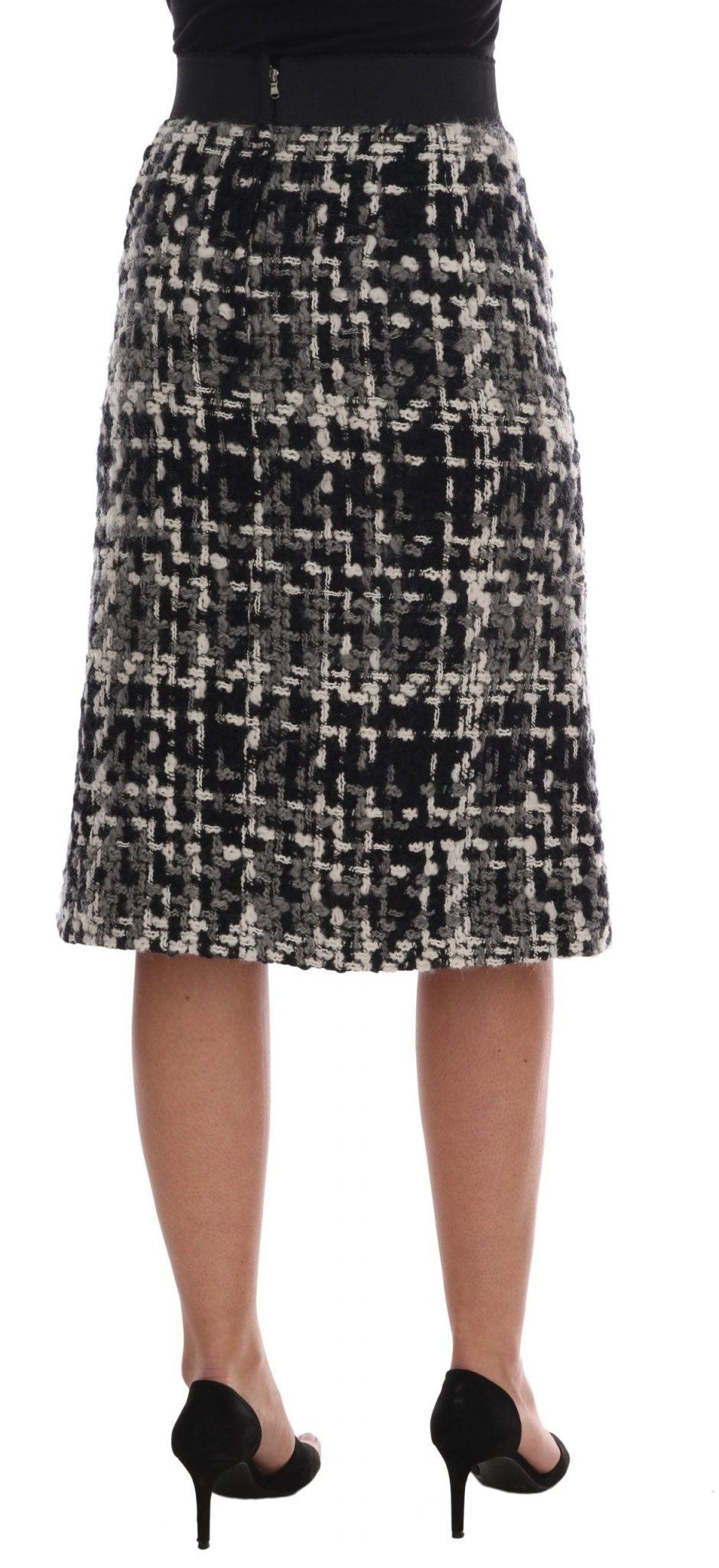 Black White Wool Sequined Roses Skirt - coffeewithmee2Dolce & GabbanaP1533S