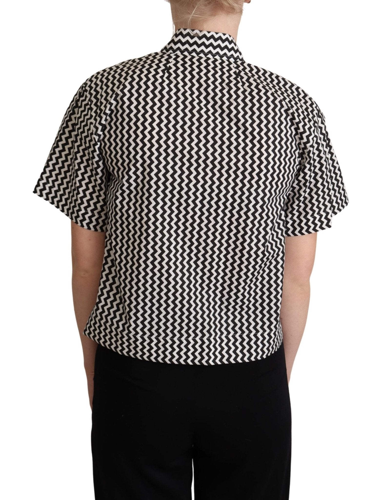 Black White Zigzag Collar Cotton Top Shirt - coffeewithmee2Dolce & GabbanaP5001S