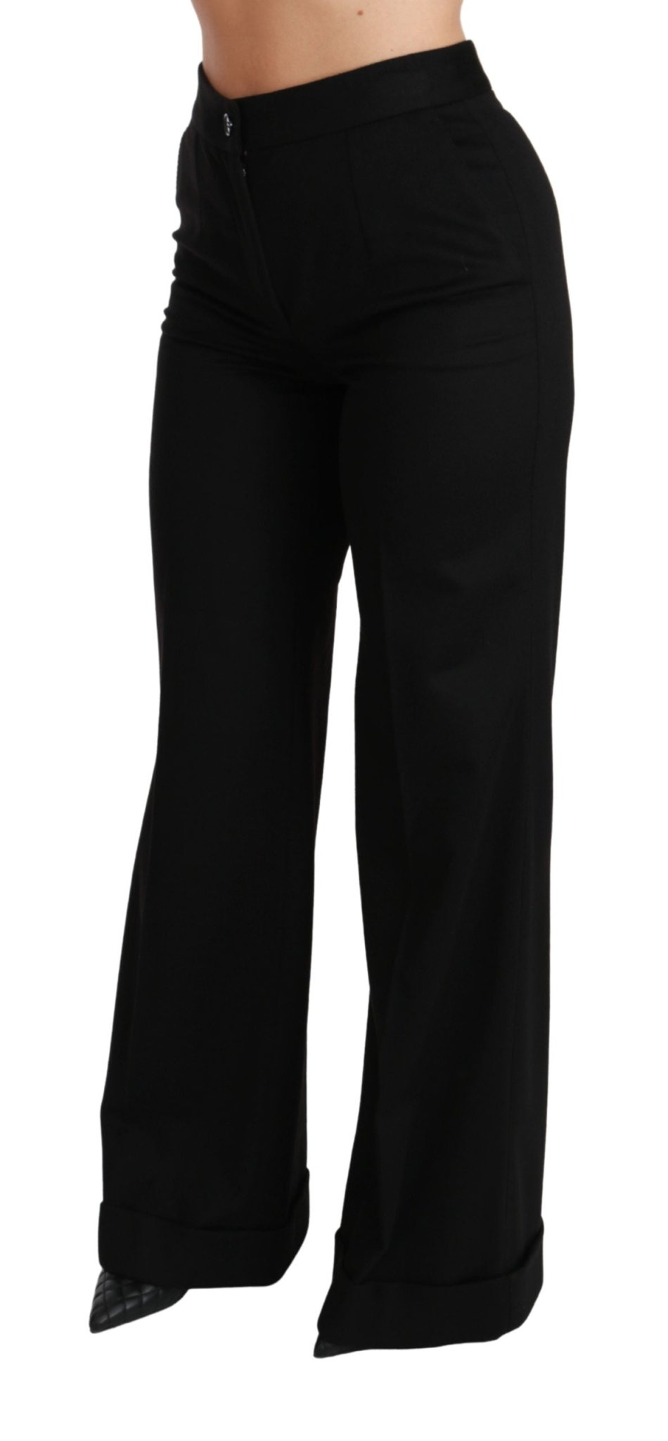 Black Wide Leg Flared Trouser Cashmere Pants - coffeewithmee2Dolce & GabbanaP2843S