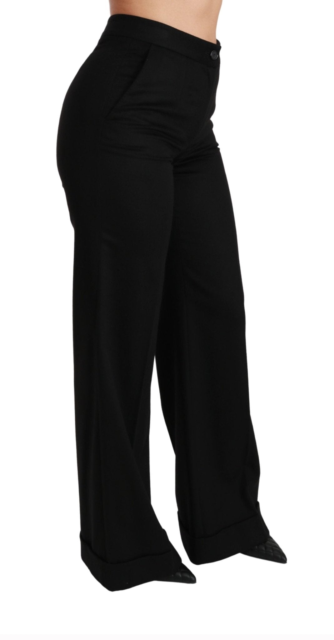 Black Wide Leg Flared Trouser Cashmere Pants - coffeewithmee2Dolce & GabbanaP2843S