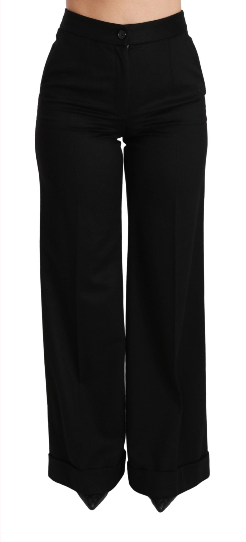 Black Wide Leg Flared Trouser Cashmere Pants - coffeewithmee2Dolce & GabbanaP2843S