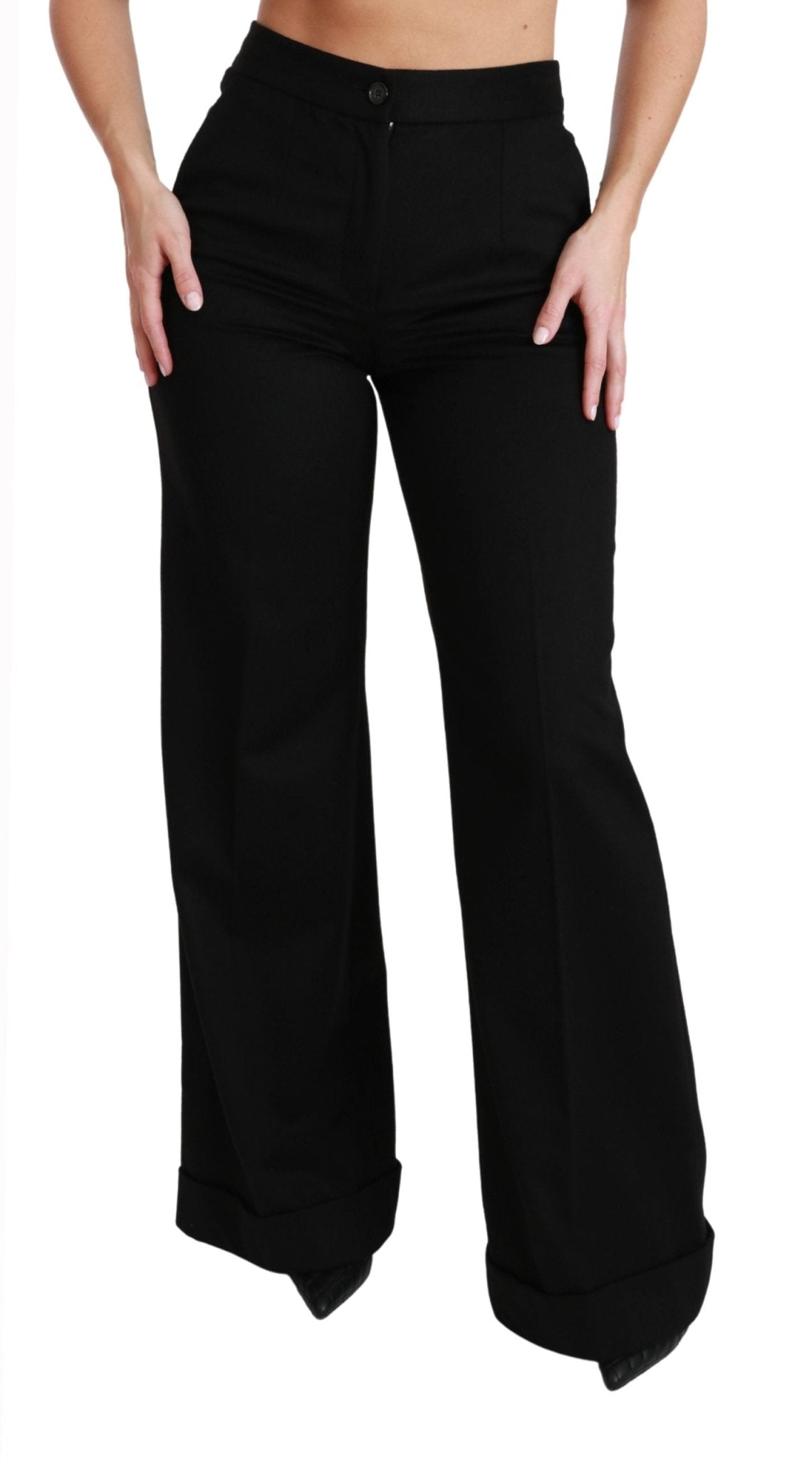 Black Wide Leg Flared Trouser Cashmere Pants - coffeewithmee2Dolce & GabbanaP2843S