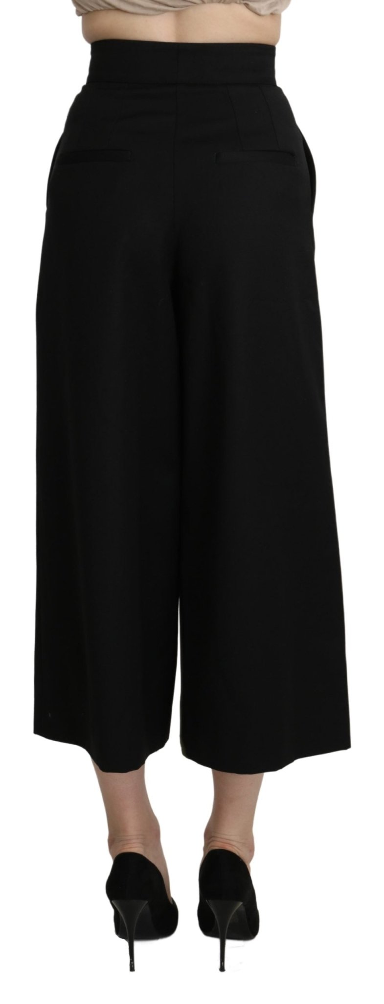 Black Wide Wool Leg Cropped Trouser Pant - coffeewithmee2Dolce & GabbanaP3373S