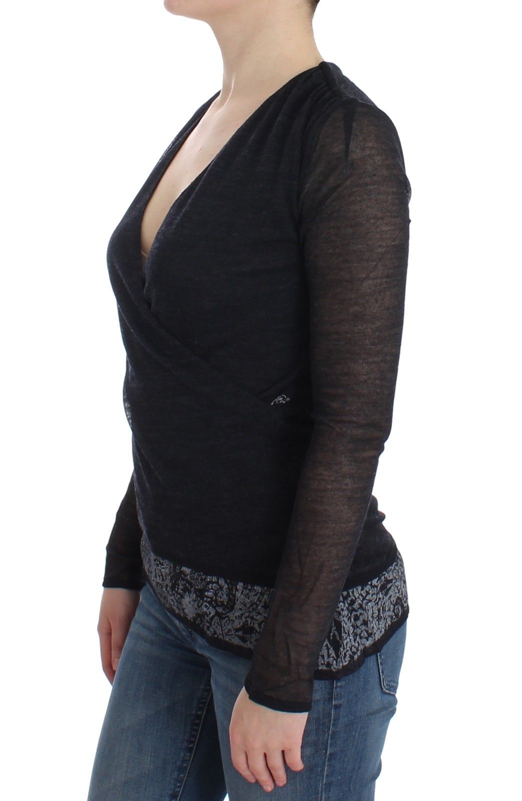 Black Wool Blend Stretch Long Sleeve Sweater - coffeewithmee2Ermanno ScervinoP0828S