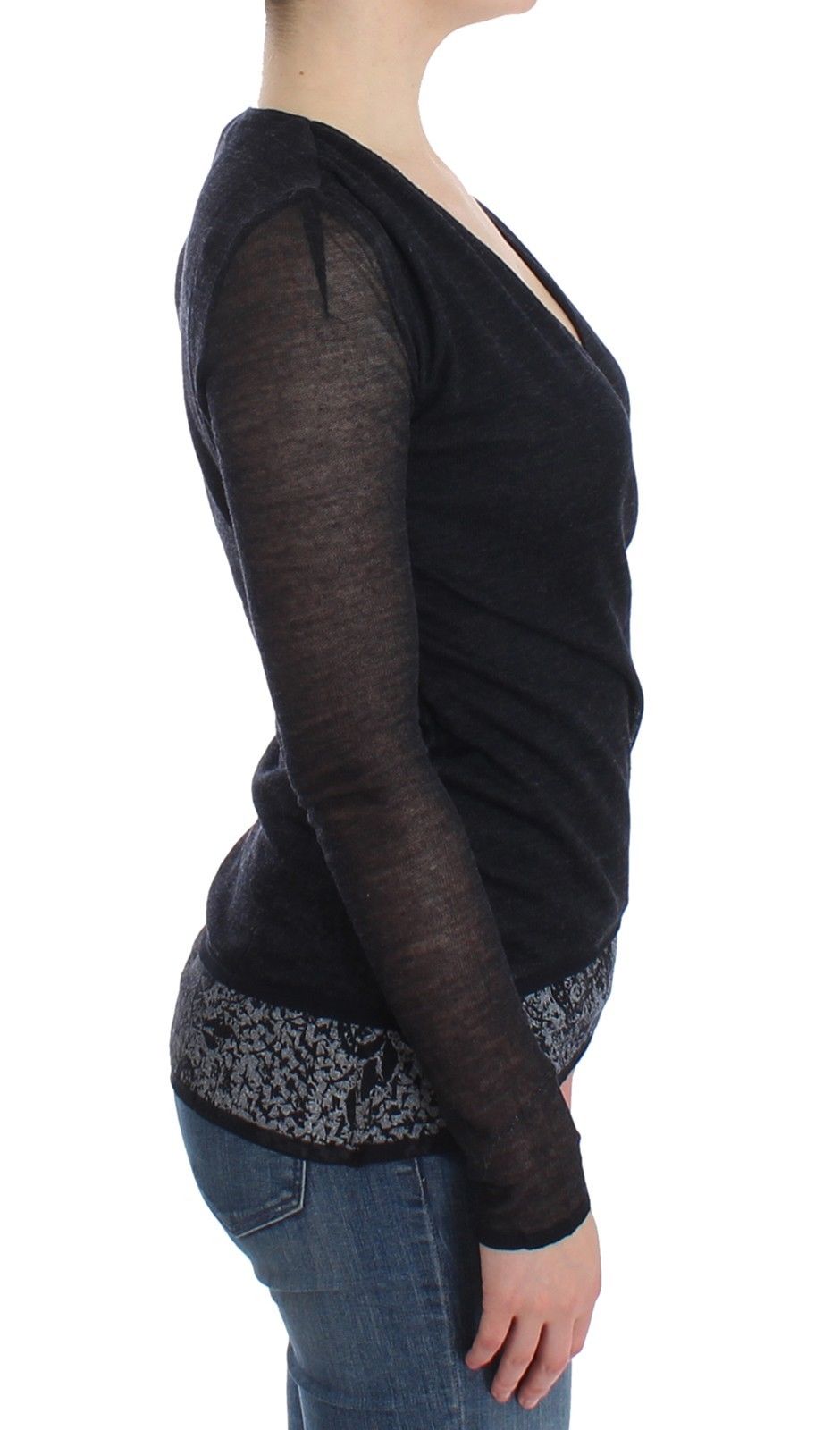 Black Wool Blend Stretch Long Sleeve Sweater - coffeewithmee2Ermanno ScervinoP0828S