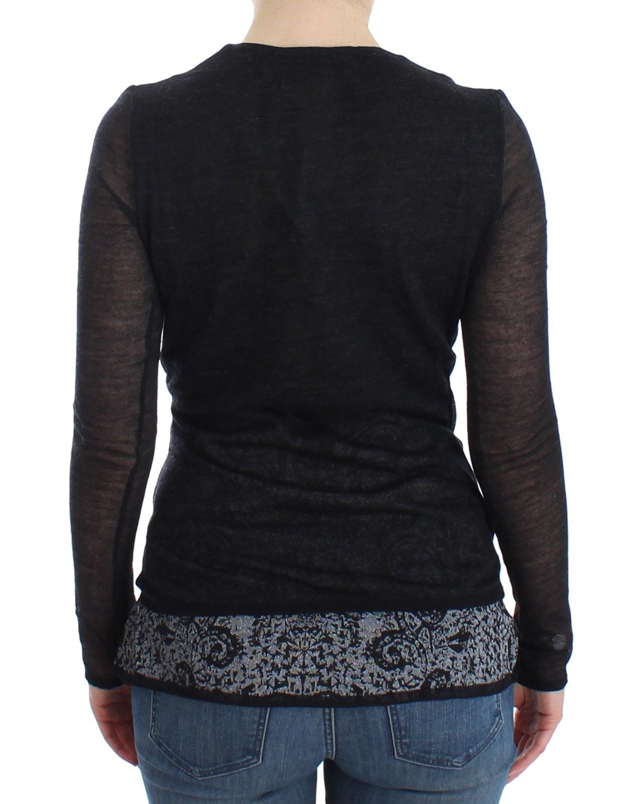 Black Wool Blend Stretch Long Sleeve Sweater - coffeewithmee2Ermanno ScervinoP0828S