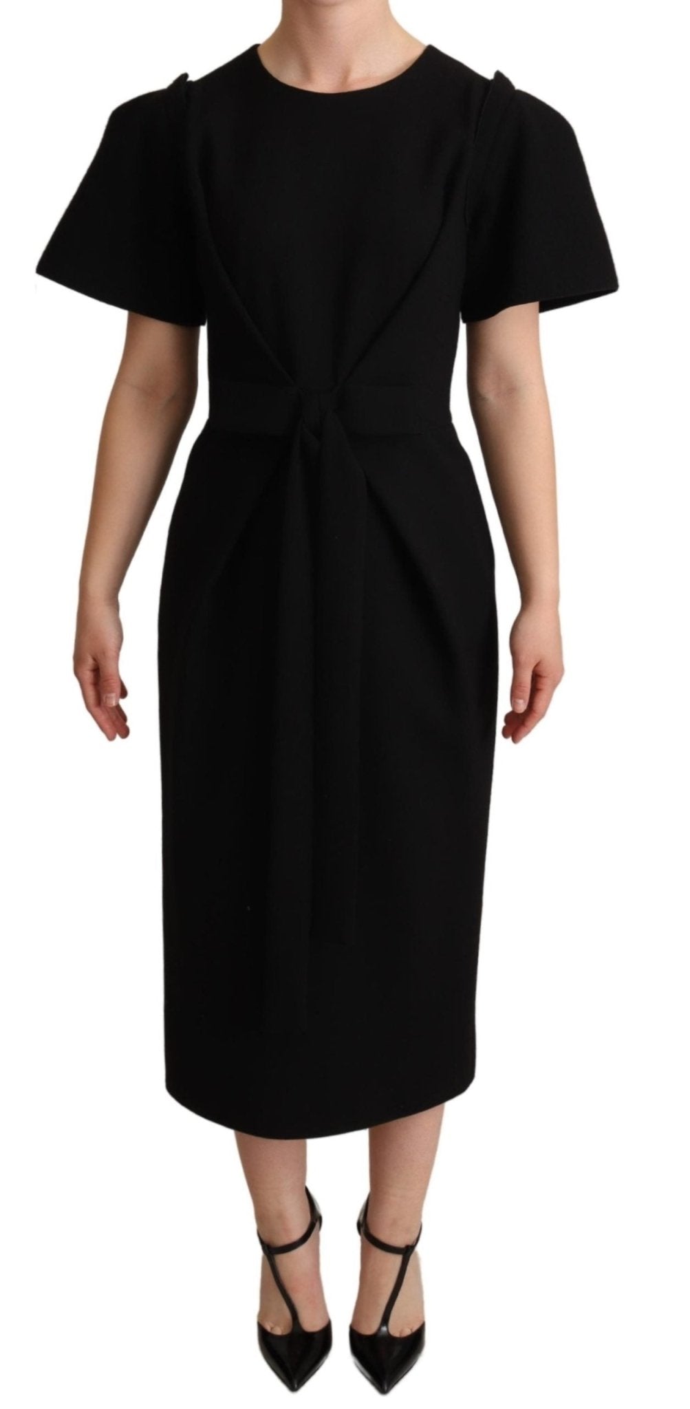 Black Wool Bow Detail Sheath Dress - coffeewithmee2Dolce & GabbanaP4976S