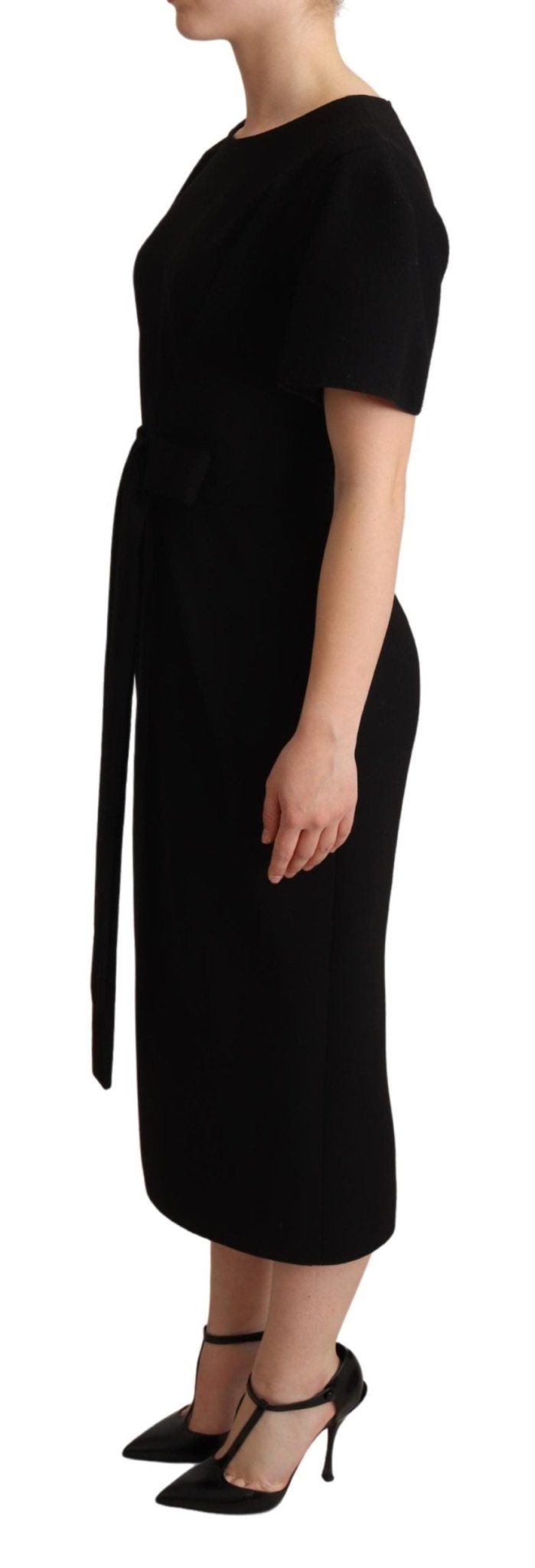 Black Wool Bow Detail Sheath Dress - coffeewithmee2Dolce & GabbanaP4976S