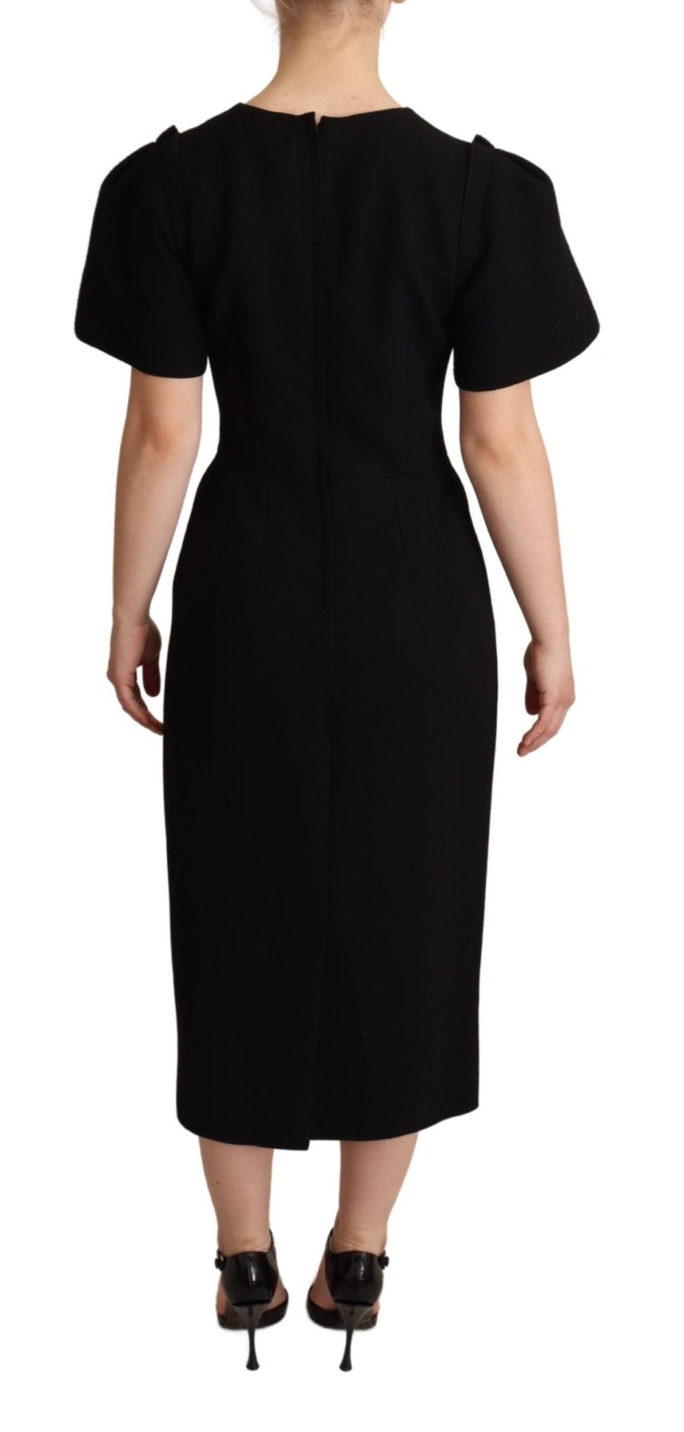 Black Wool Bow Detail Sheath Dress - coffeewithmee2Dolce & GabbanaP4976S