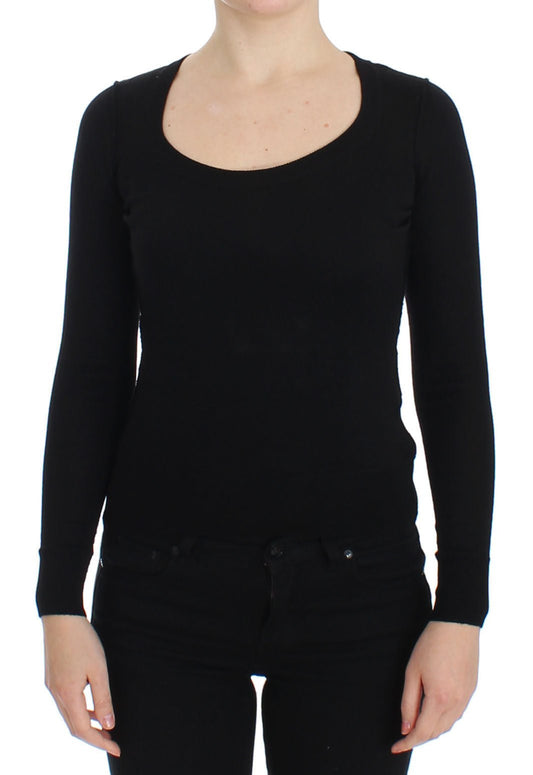 Black Wool Crewneck Sweater Pullover Top - coffeewithmee2Dolce & GabbanaP0796S