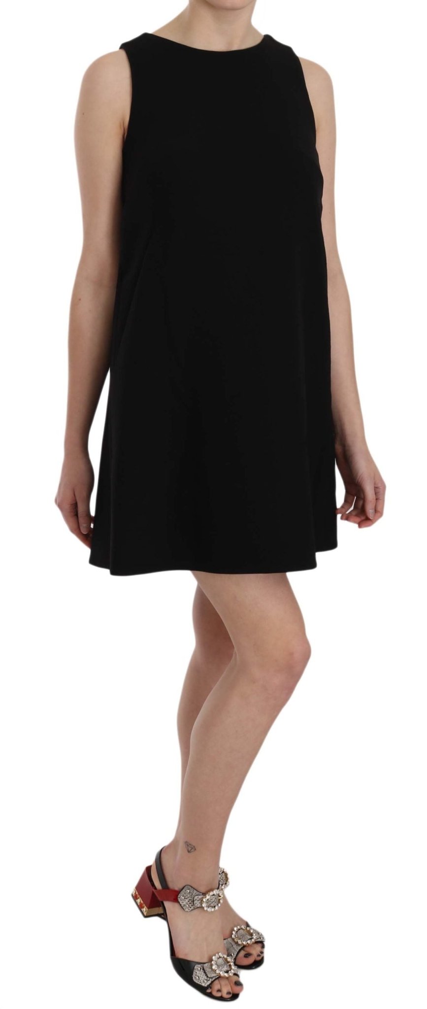 Black Wool Crystal Button Shift Dress - coffeewithmee2Dolce & GabbanaP2244S