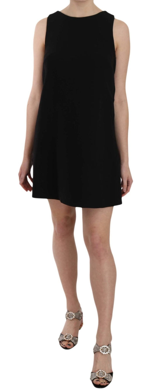 Black Wool Crystal Button Shift Dress - coffeewithmee2Dolce & GabbanaP2244S