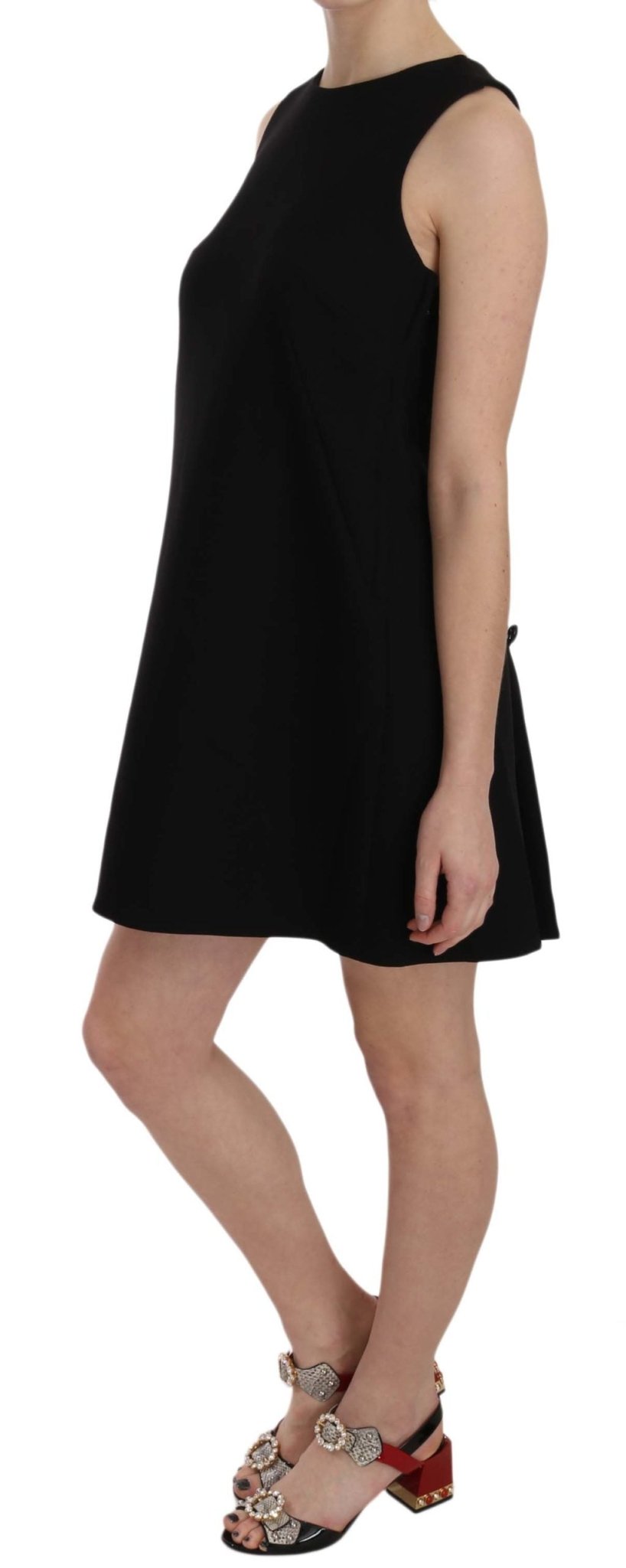 Black Wool Crystal Button Shift Dress - coffeewithmee2Dolce & GabbanaP2244S