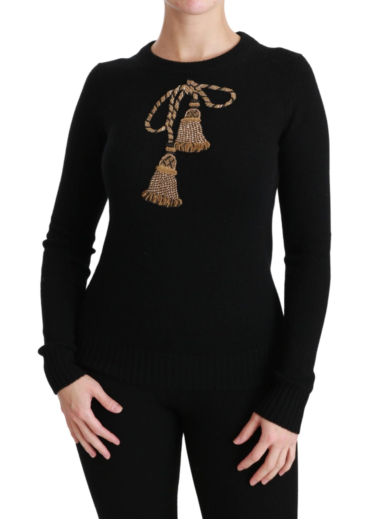 Black Wool Gold Tassel Pullover Sweater - coffeewithmee2Dolce & GabbanaP2888S