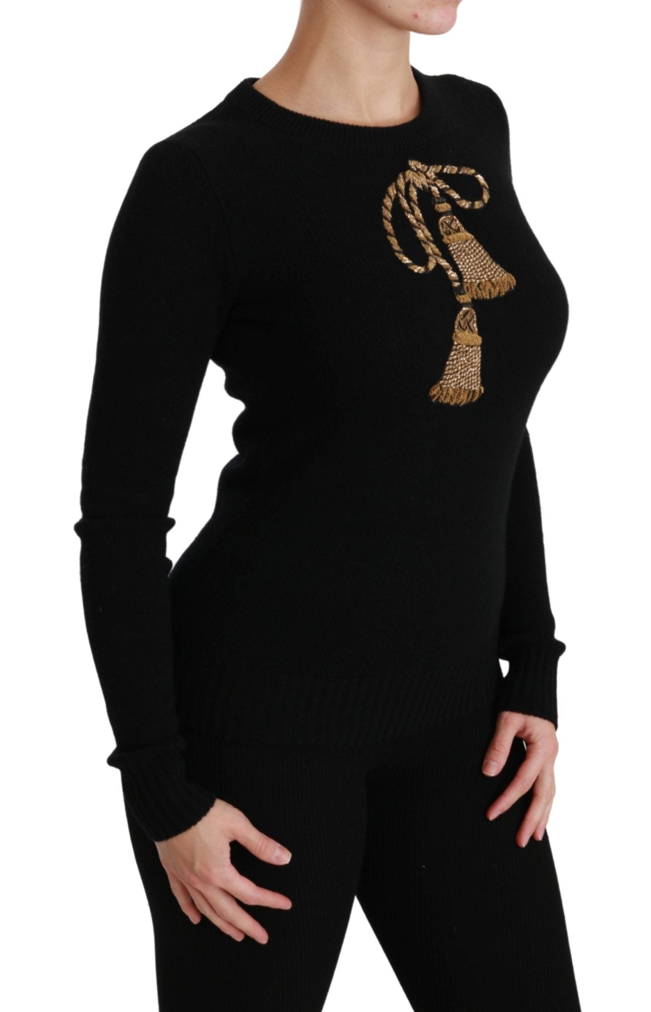 Black Wool Gold Tassel Pullover Sweater - coffeewithmee2Dolce & GabbanaP2888S