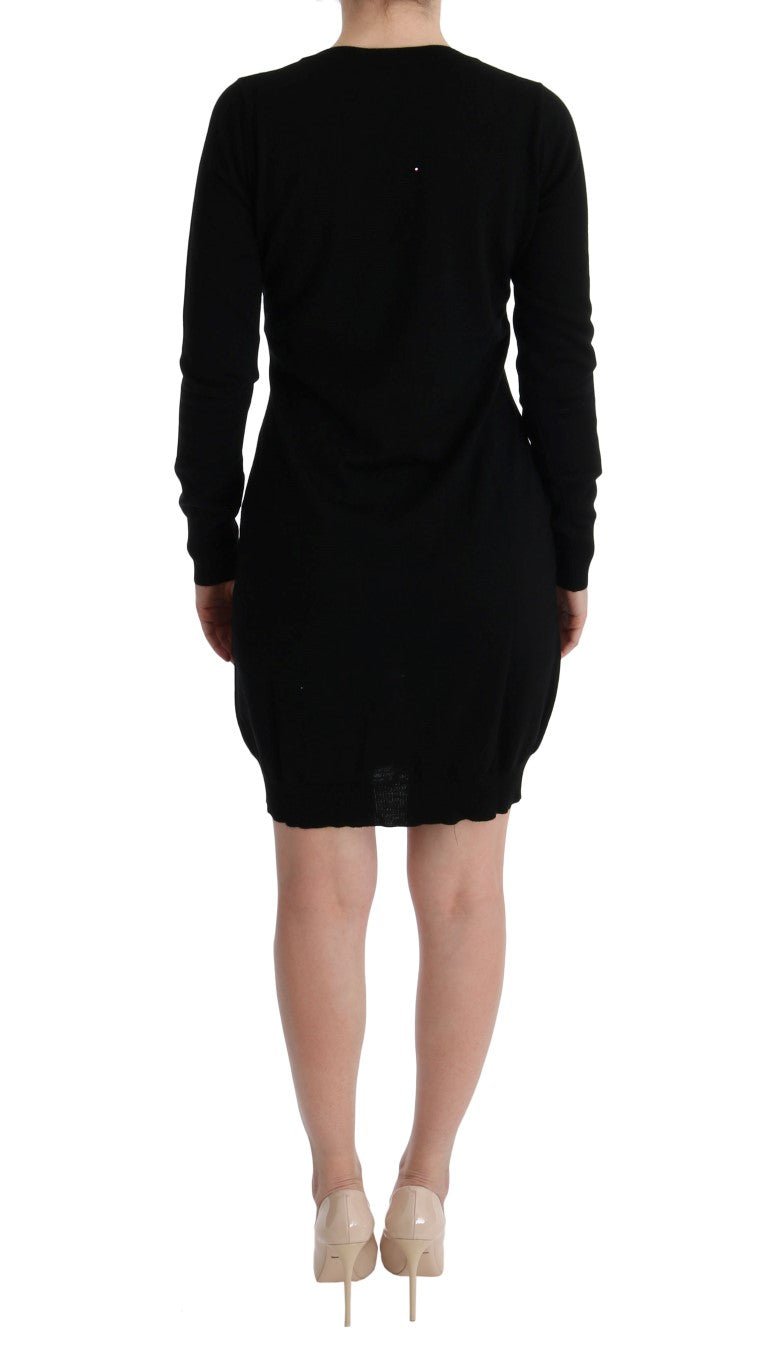 Black Wool Long Sleeve Shift Dress - coffeewithmee2MARGHI LO'P2020S