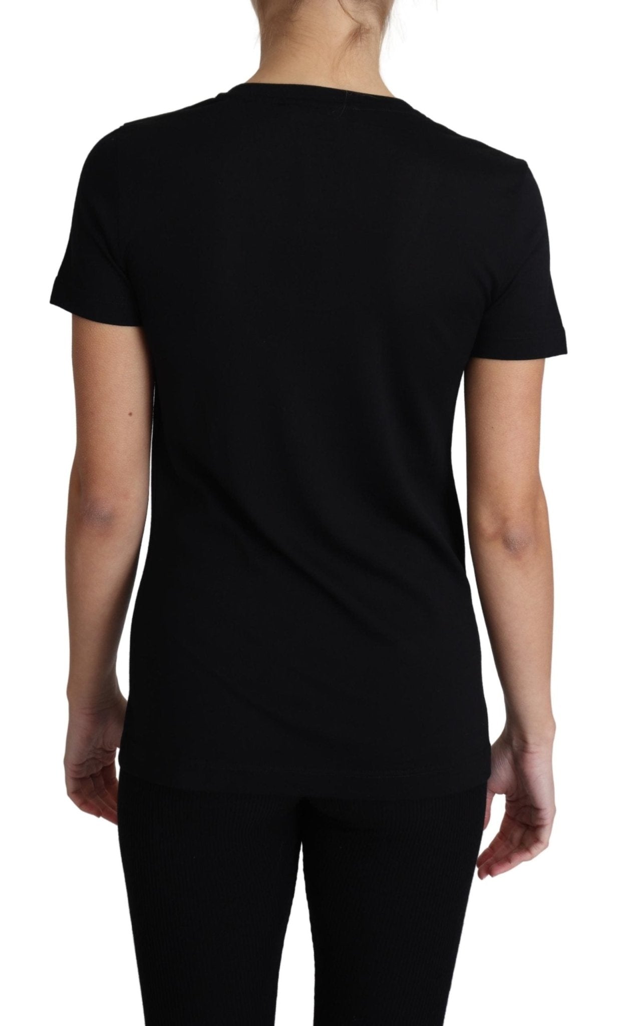 Black Wool Round Neck Short Sleeves T-shirt - coffeewithmee2Dolce & GabbanaP3871S