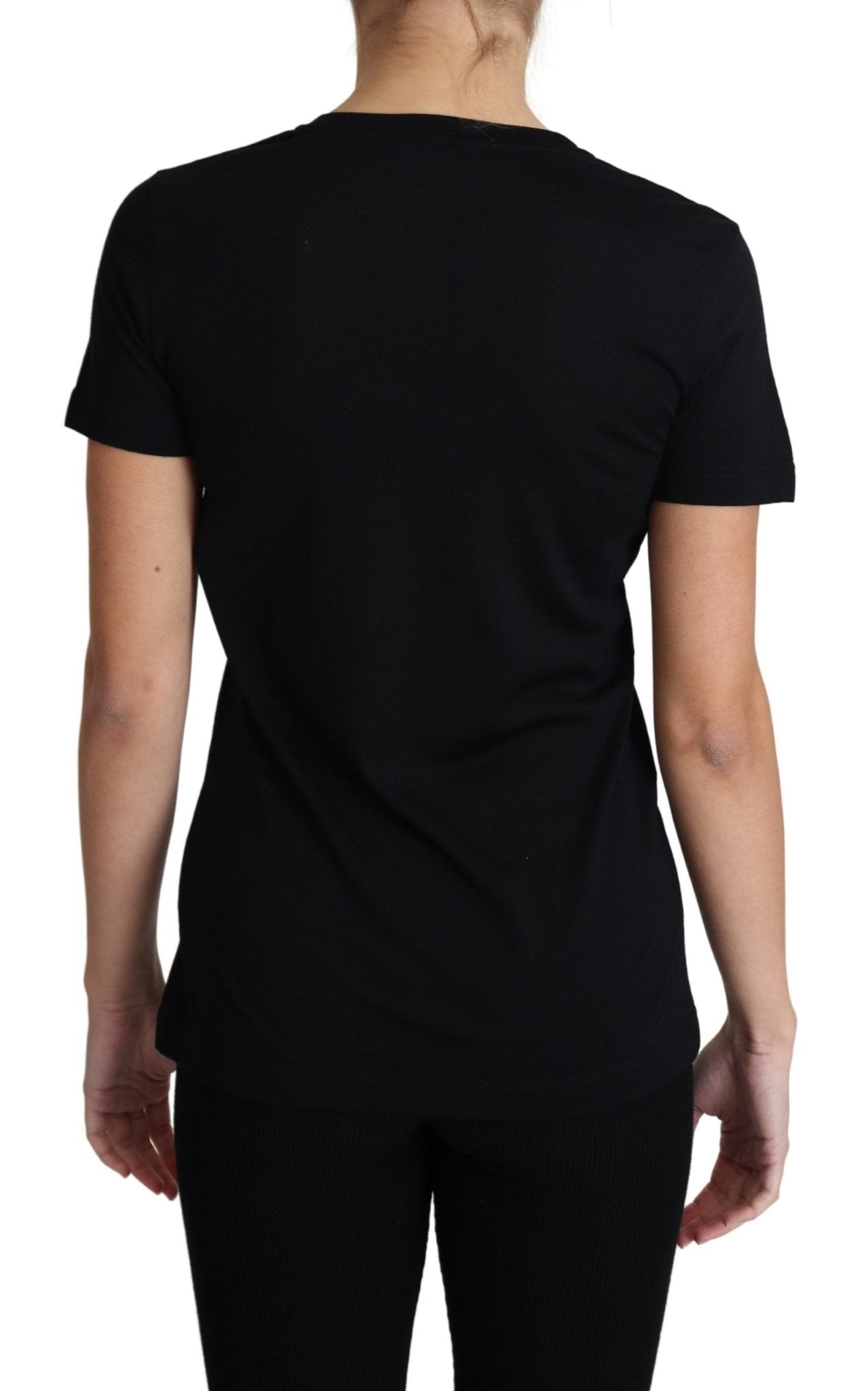 Black Wool Round Neck Short Sleeves T-shirt - coffeewithmee2Dolce & GabbanaP3872S