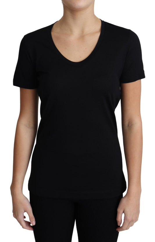Black Wool Round Neck Short Sleeves T-shirt - coffeewithmee2Dolce & GabbanaP3872S
