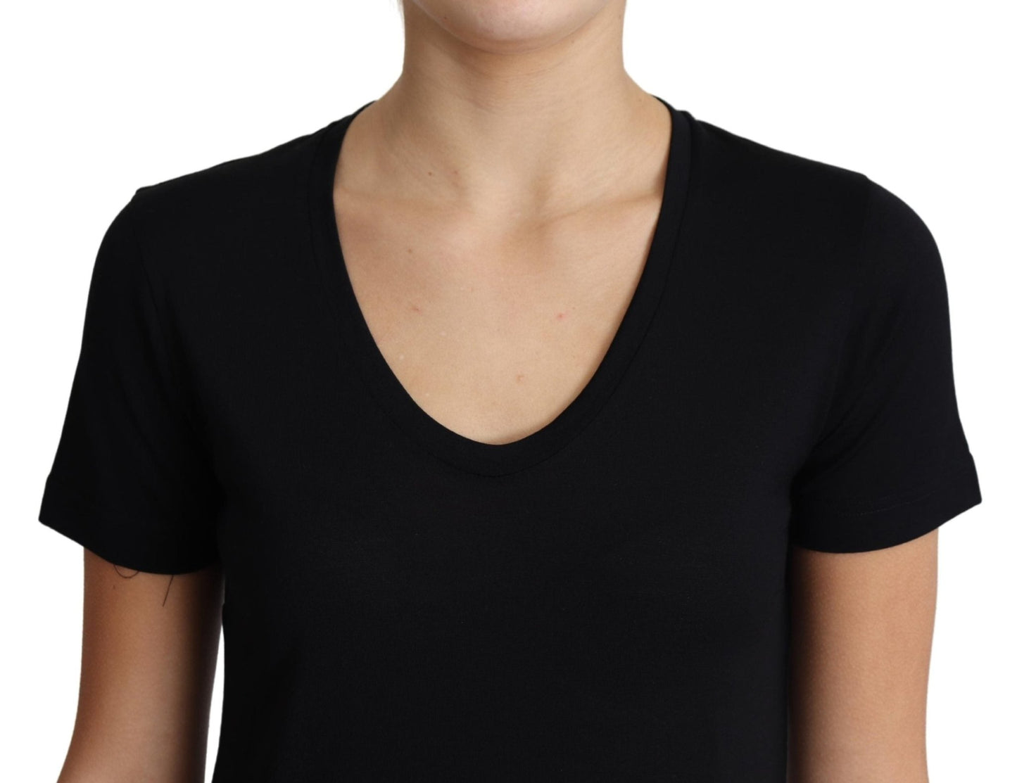 Black Wool Round Neck Short Sleeves T-shirt - coffeewithmee2Dolce & GabbanaP3871S