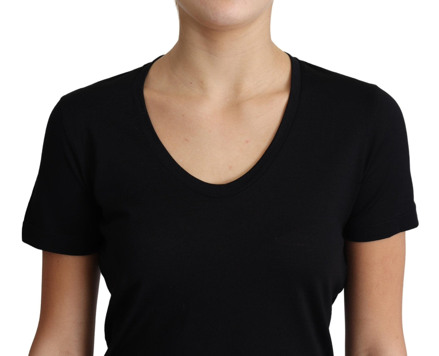 Black Wool Round Neck Short Sleeves T-shirt - coffeewithmee2Dolce & GabbanaP3872S