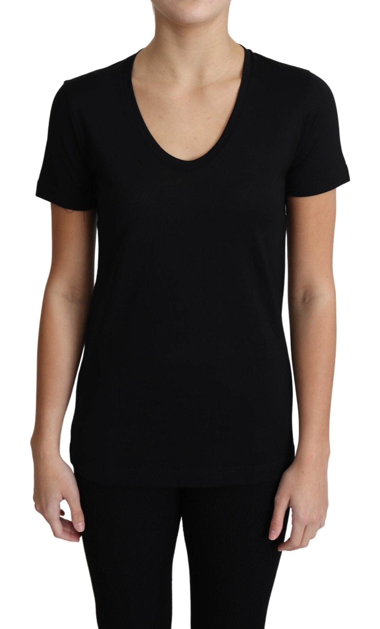 Black Wool Round Neck Short Sleeves T-shirt - coffeewithmee2Dolce & GabbanaP3871S