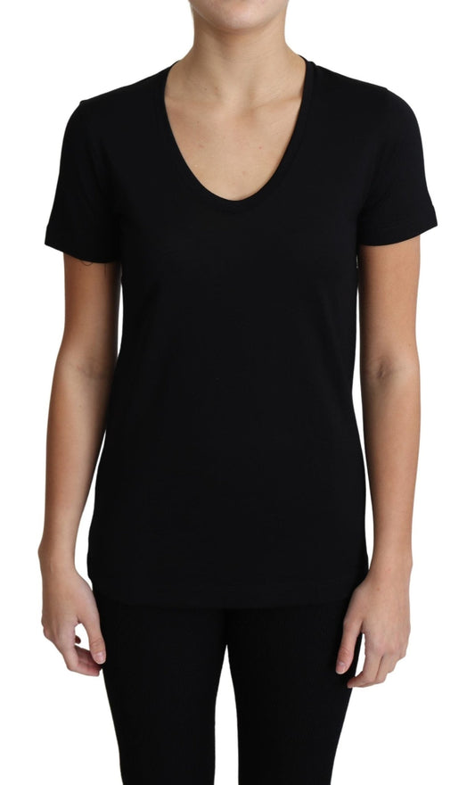 Black Wool Round Neck Short Sleeves T-shirt - coffeewithmee2Dolce & GabbanaP3871S