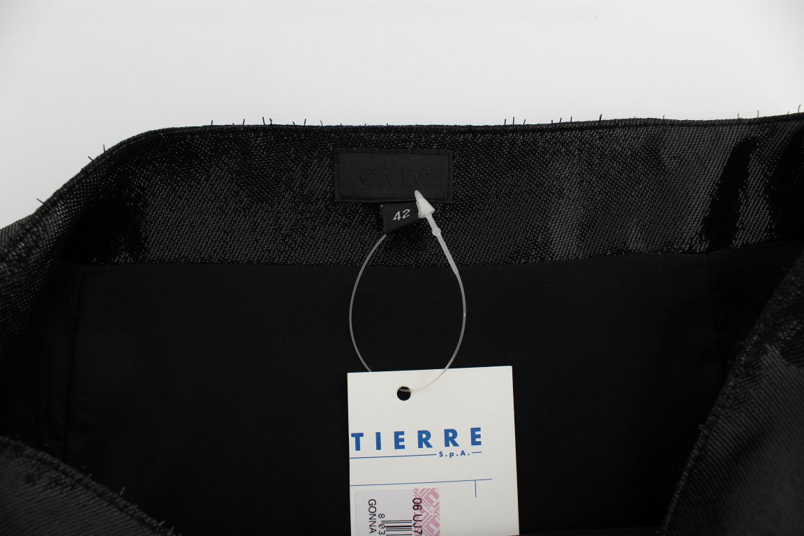 Black Wool Silk Above Knee Straight Skirt - coffeewithmee2ExteP1711S