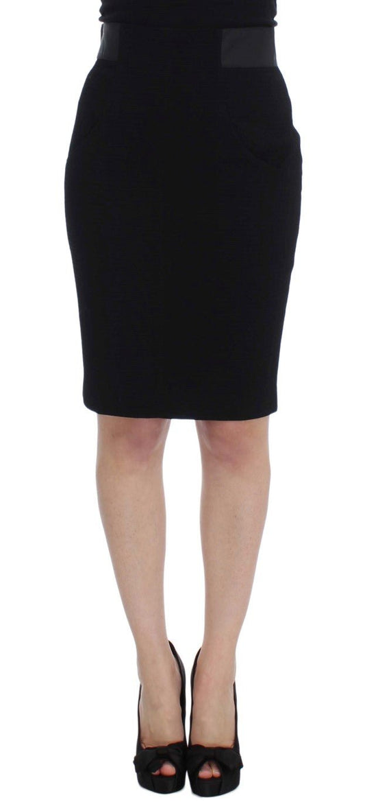 Black Wool Straight Pencil Skirt - coffeewithmee2Karl LagerfeldP1717S
