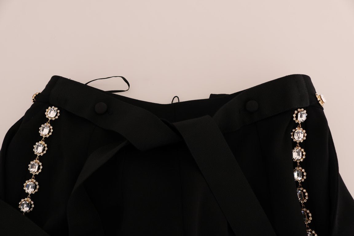 Black Wool Stretch Crystal Pants - coffeewithmee2Dolce & GabbanaP1331S