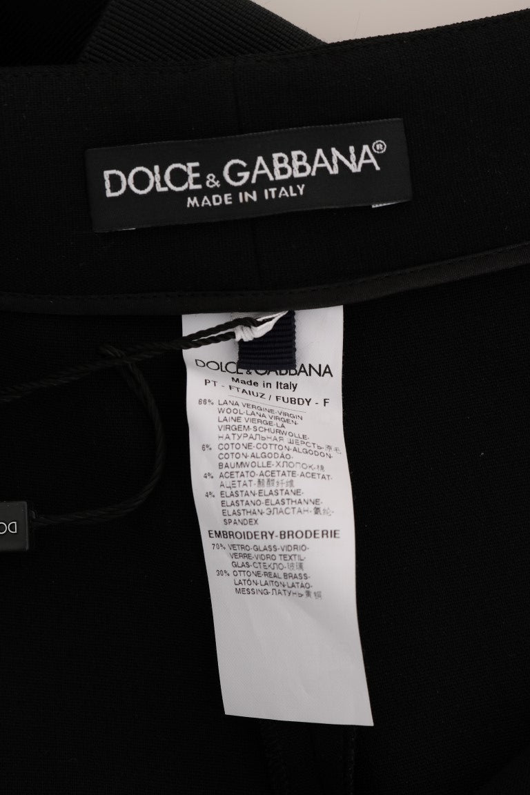 Black Wool Stretch Crystal Pants - coffeewithmee2Dolce & GabbanaP1331S