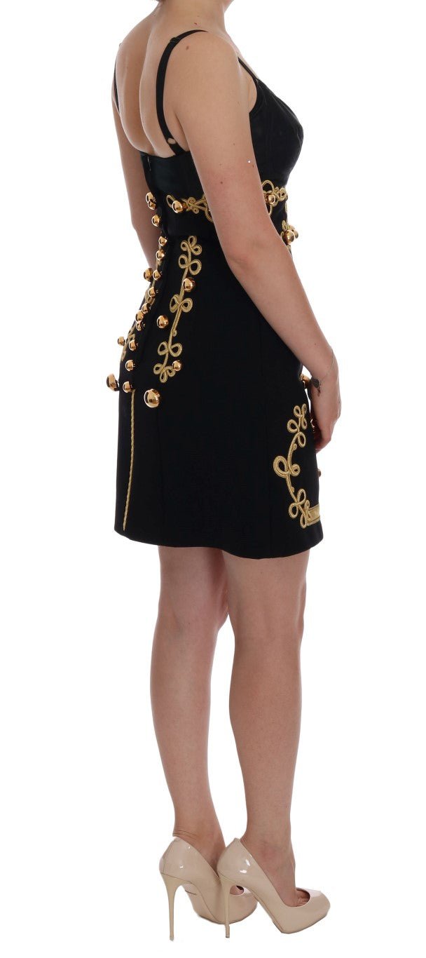 Black Wool Stretch Gold A-Line Dress - coffeewithmee2Dolce & GabbanaP1979S