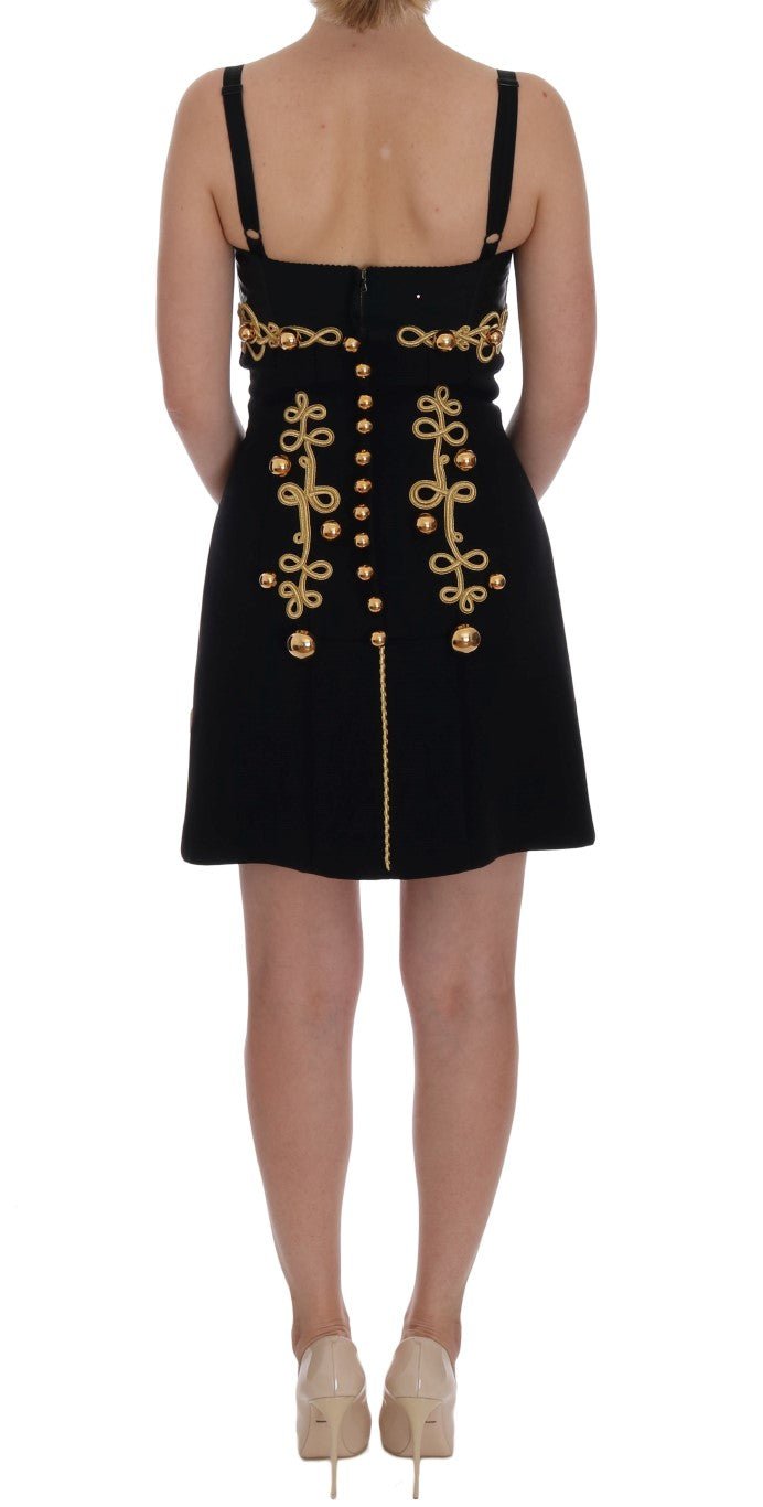Black Wool Stretch Gold A-Line Dress - coffeewithmee2Dolce & GabbanaP1979S