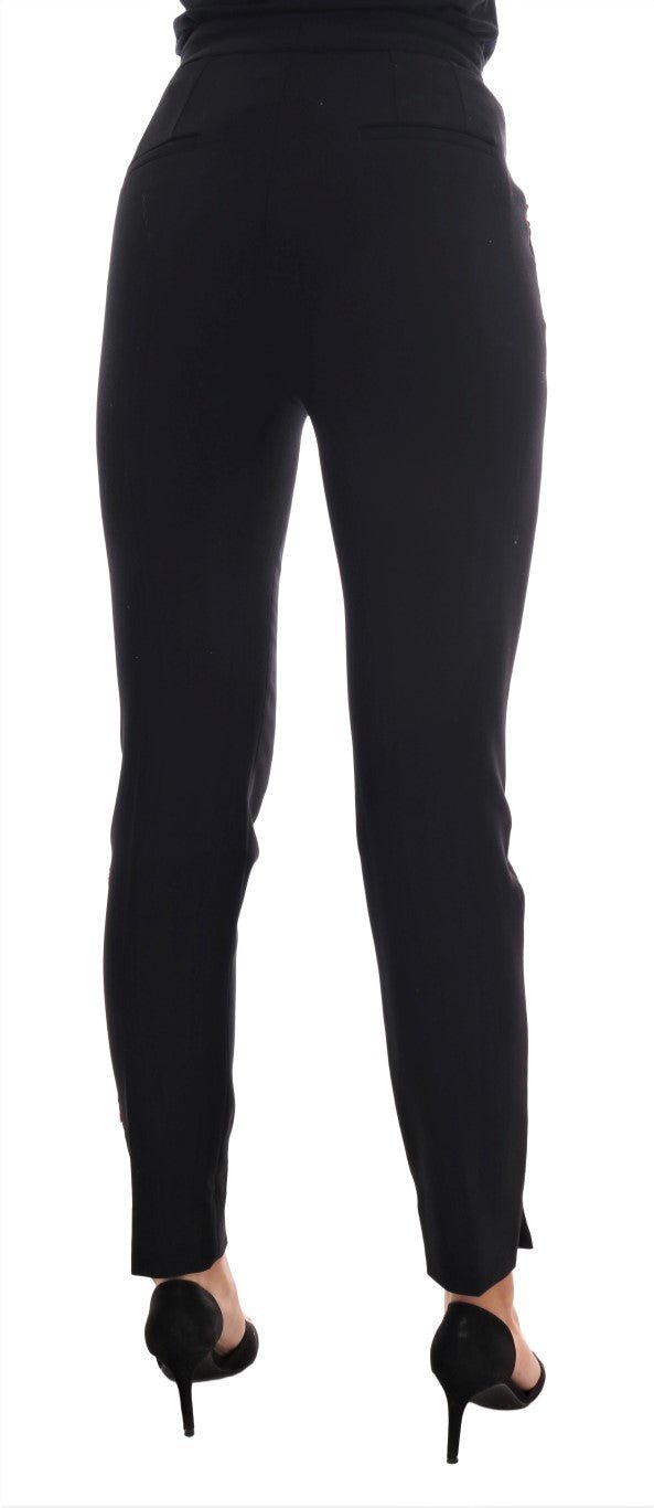 Black Wool Stretch Sicily Crystal Pants - coffeewithmee2Dolce & GabbanaP5693S