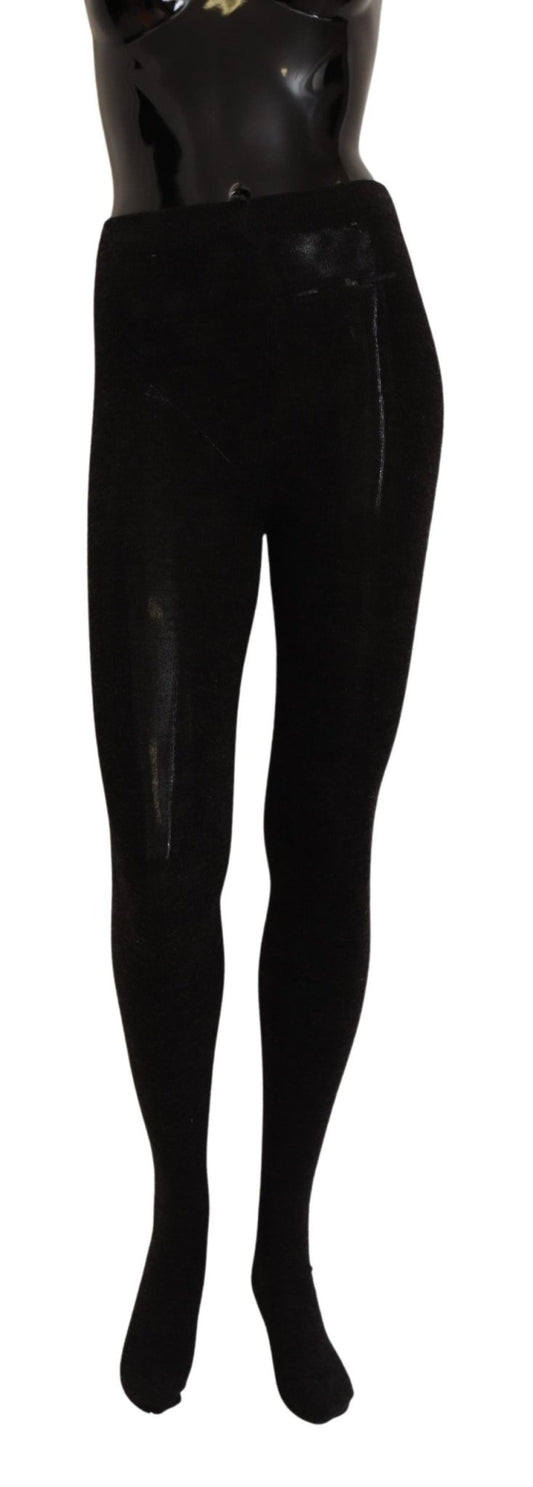 Black Wool Stretch Tights Stocking Socks - coffeewithmee2Dolce & GabbanaP4946S