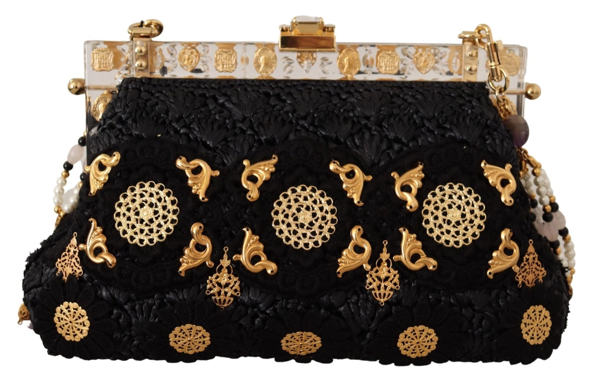 Black Woven Tassel Gold Baroque Crystals VANDA Bag - coffeewithmee2Dolce & GabbanaP0379S