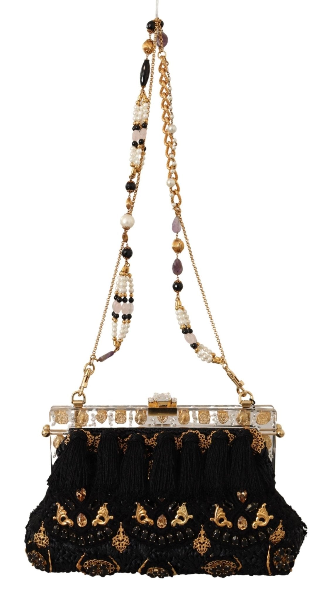Black Woven Tassel Gold Baroque Crystals VANDA Bag - coffeewithmee2Dolce & GabbanaP0379S