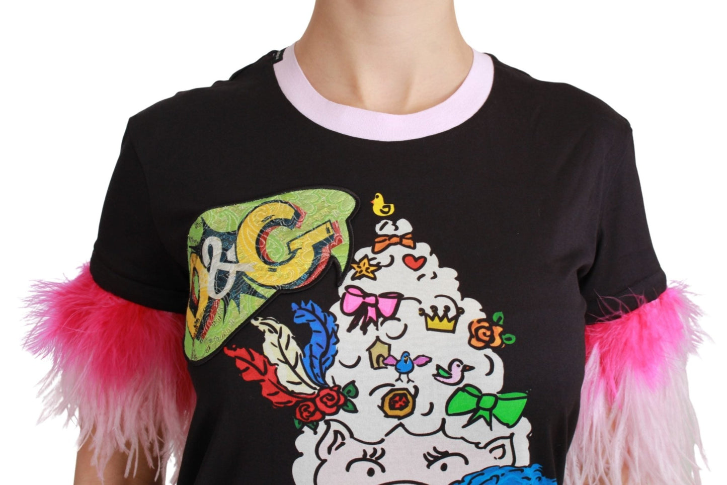 Black YEAR OF THE PIG Top Cotton T-shirt - coffeewithmee2Dolce & GabbanaP3027S